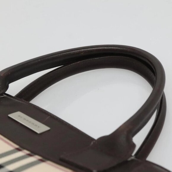 BURBERRY Nova Check Hand Bag Nylon Beige Silver - Picture 12 of 16